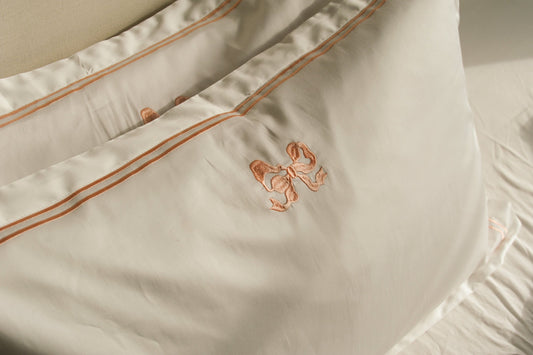 Arabella Bow Ruffle frill Pillow Case Pair