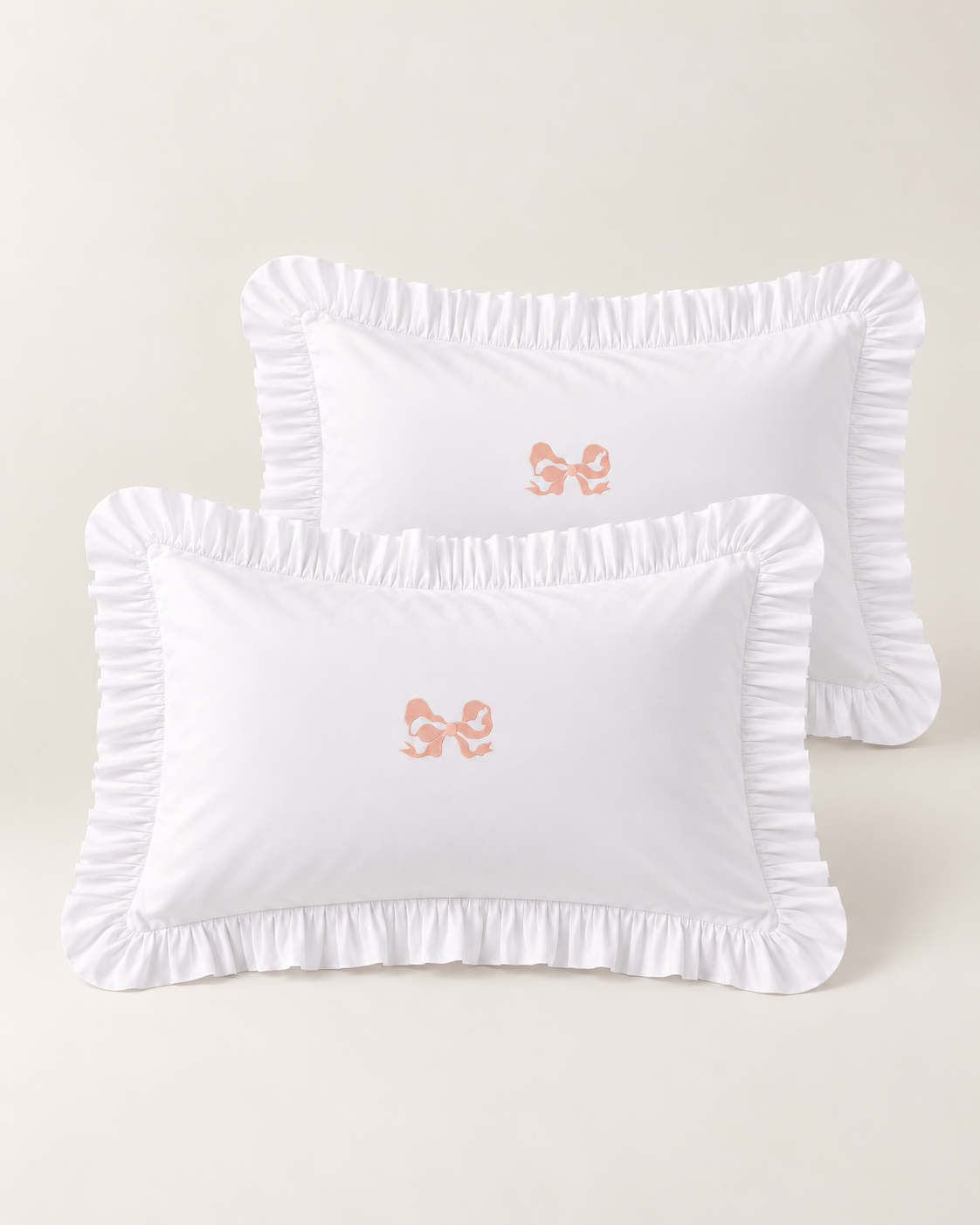Arabella Bow Ruffle Frill Pillowcase Pair
