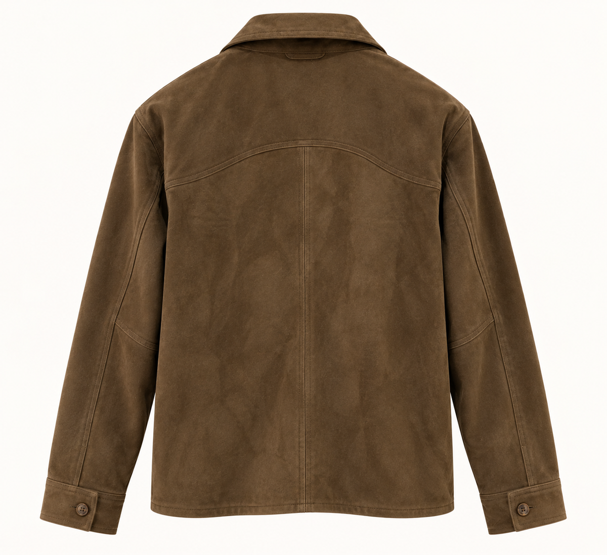 Suede Overshirt Jacket — Olive