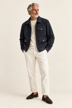 Suede Bomber Jacket — Navy
