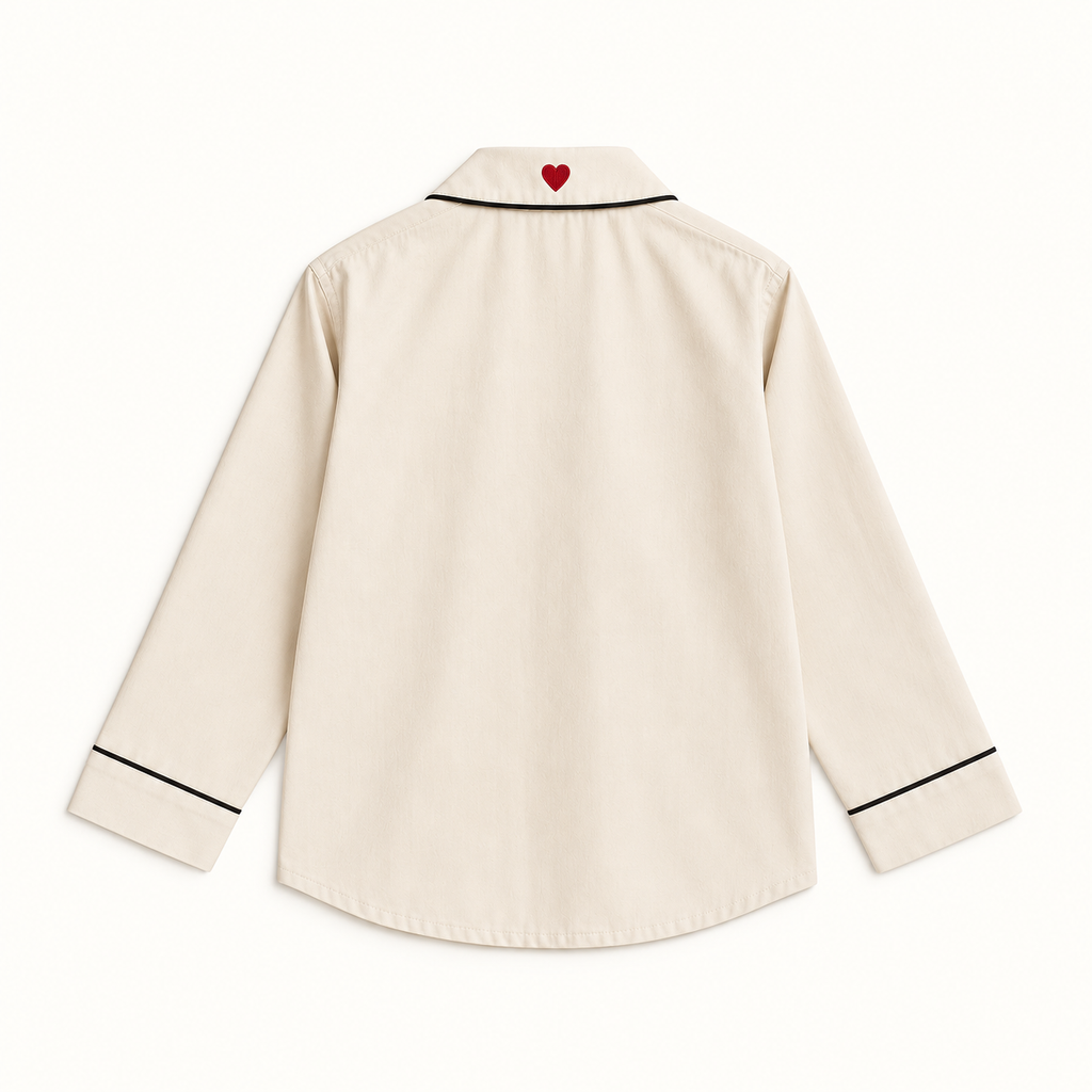 The Red Heart Pyjama – Black Piping
