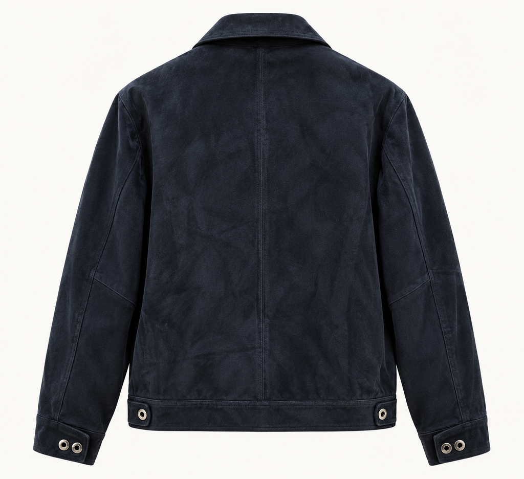 Navy Suede Zip Jacket