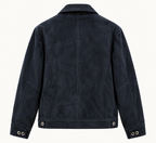 Navy Suede Zip Jacket