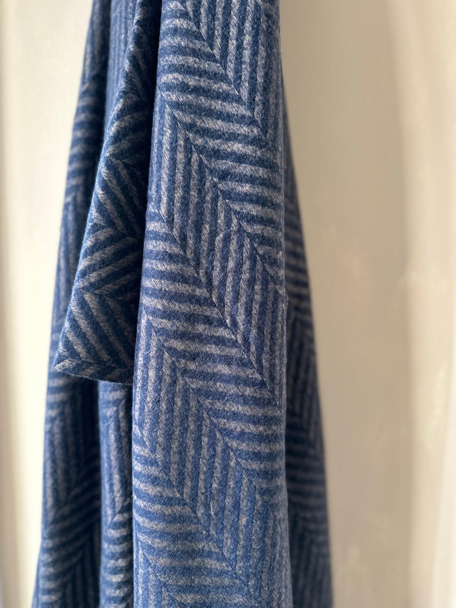 Chevron Chic  Alpaca Throw - Blue Grey