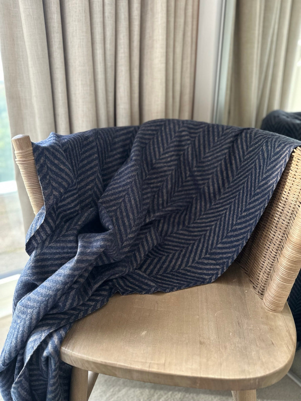 Chevron Chic  Alpaca Throw - Blue Grey
