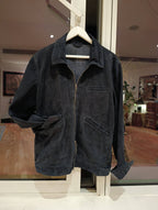 Navy Suede Zip Jacket