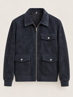 Suede Bomber Jacket — Navy