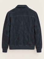 Suede Bomber Jacket — Navy