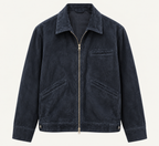Navy Suede Zip Jacket