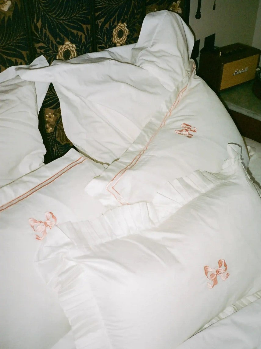 Arabella Bow Ruffle Frill Pillowcase Pair