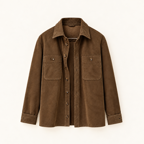 Suede Overshirt Jacket — Olive